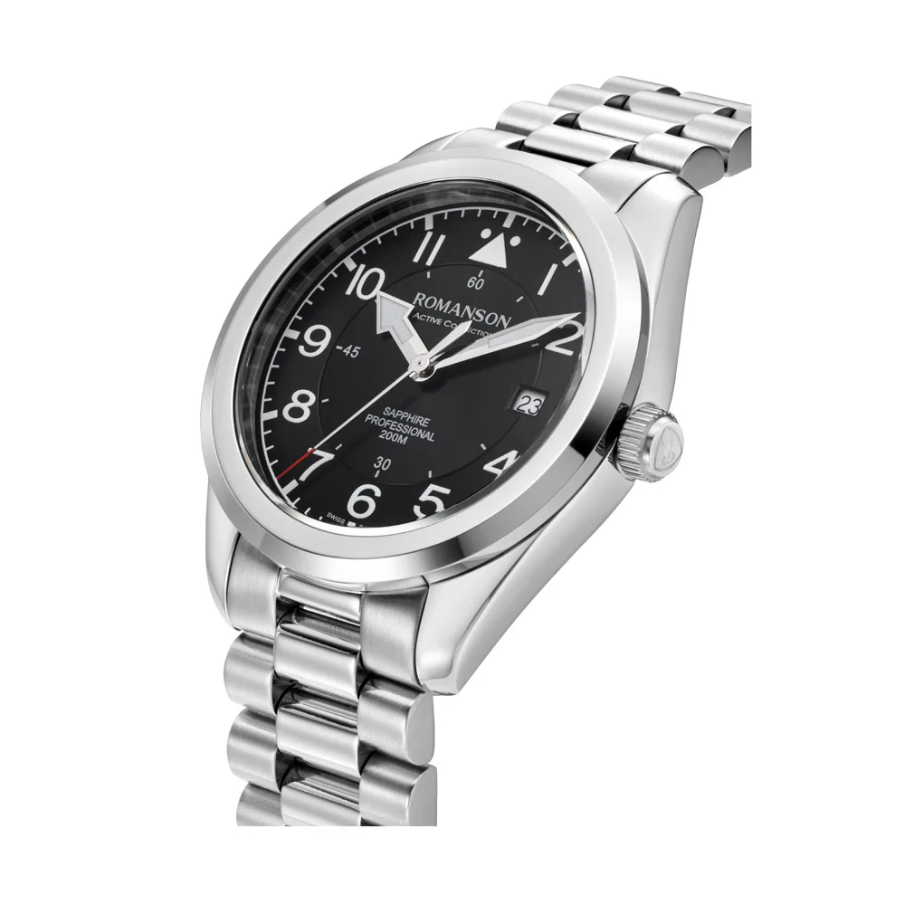 Romanson Black Dial Analog Stainless Steel Strap Watch for Men - Image 6