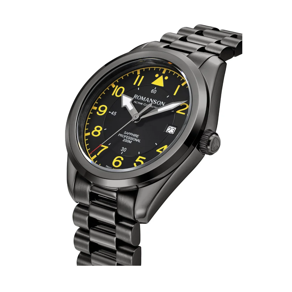 Romanson Black Dial Analog Stainless Steel Strap Watch for Men - Image 2