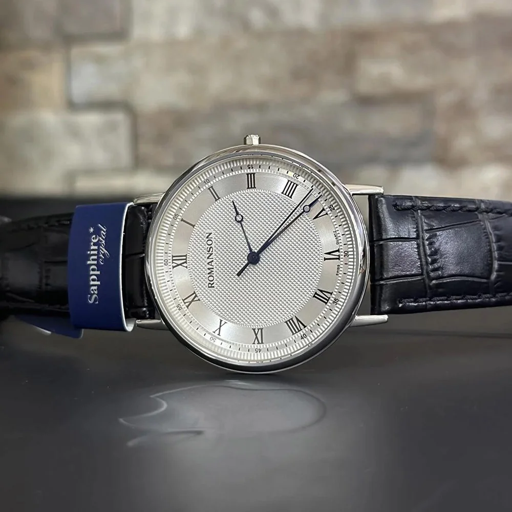 Romanson White Dial Analog Leather Strap Watch for Men - Image 2