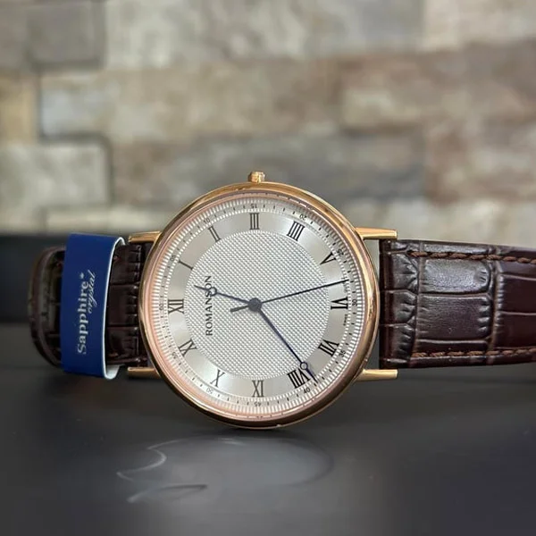 Romanson White Dial Analog Leather Strap Watch for Men - Image 4