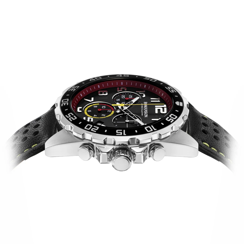 Romanson Black Dial Analog Leather Strap Chronograph Watch for Men - Image 9