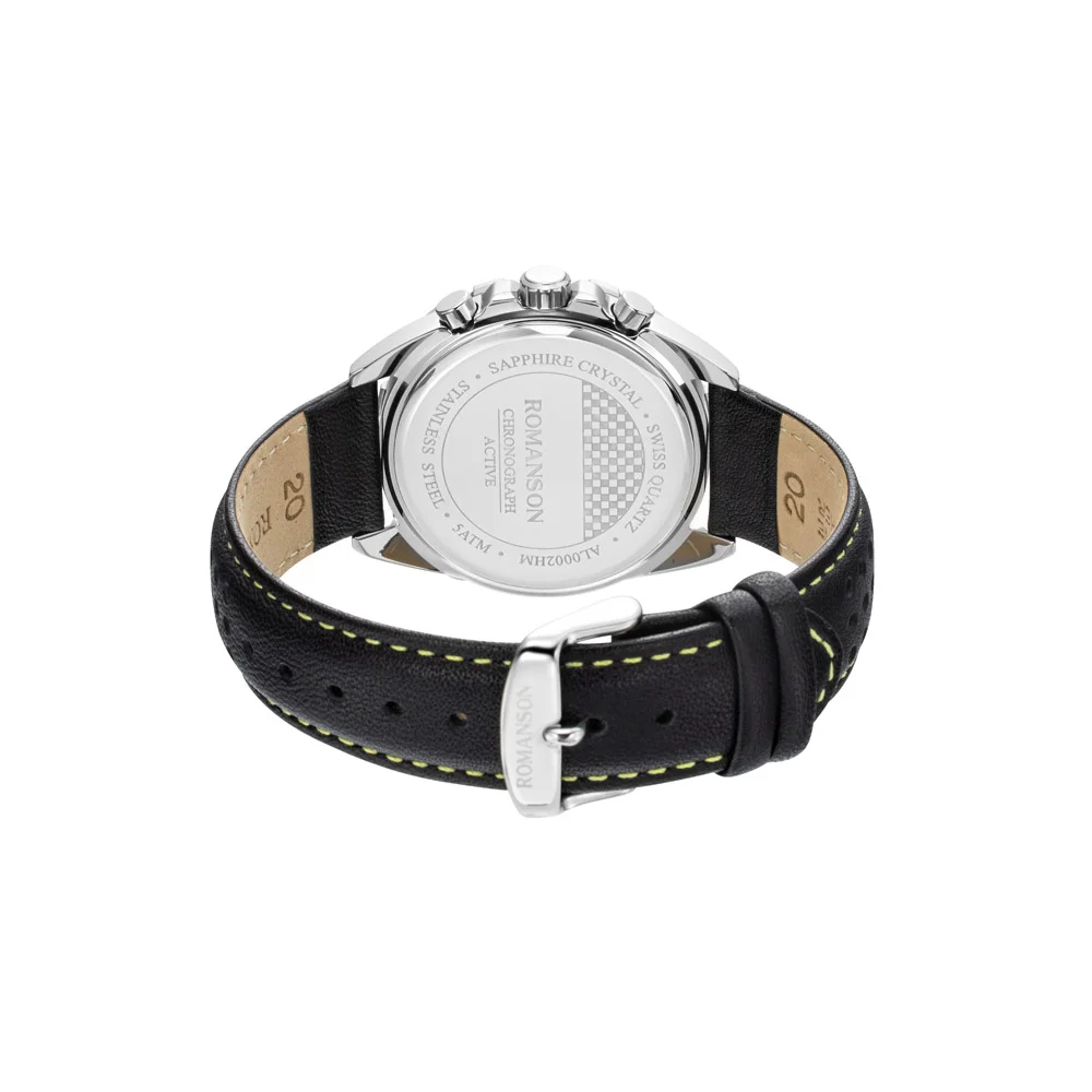 Romanson Black Dial Analog Leather Strap Chronograph Watch for Men - Image 10