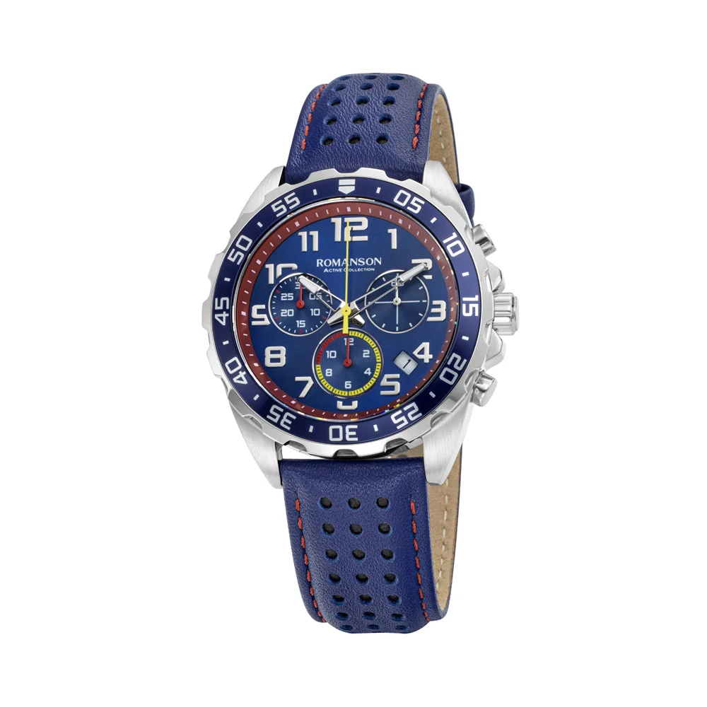 Romanson Black Dial Analog Leather Strap Chronograph Watch for Men - Image 12