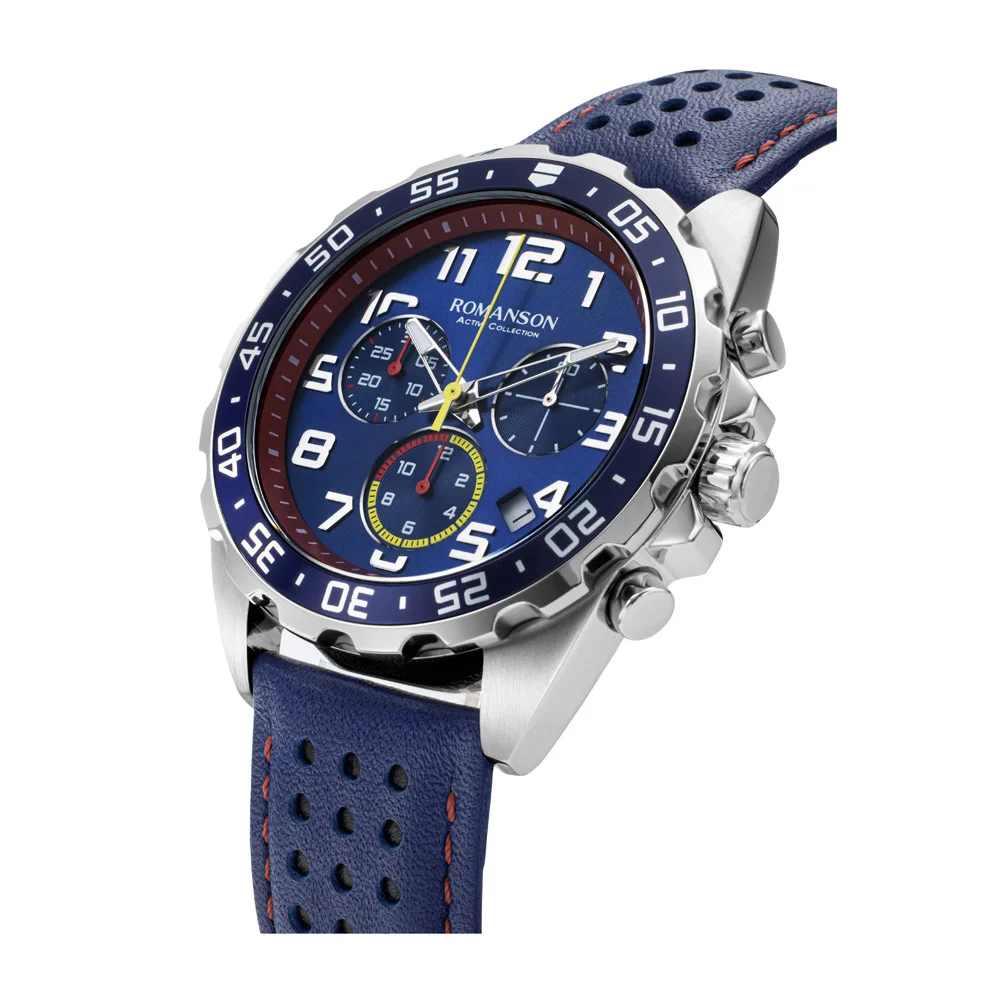 Romanson Black Dial Analog Leather Strap Chronograph Watch for Men - Image 13