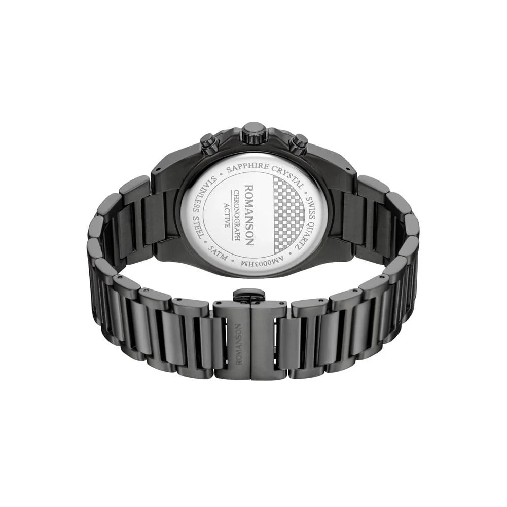 Romanson Black Dial Stainless Steel Strap Chronograph Watch for Men - Image 5