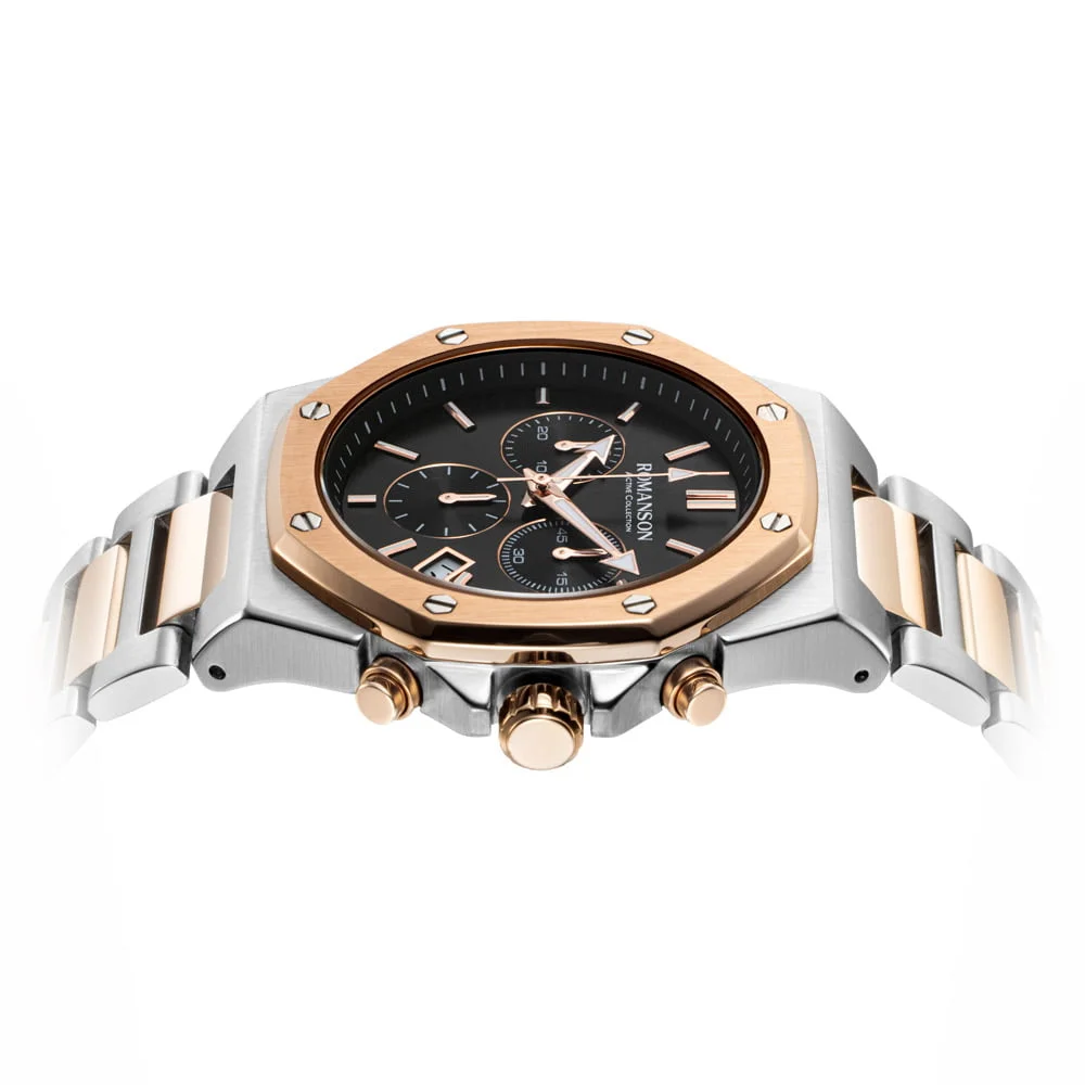 Romanson Black Dial Stainless Steel Strap Chronograph Watch for Men - Image 9