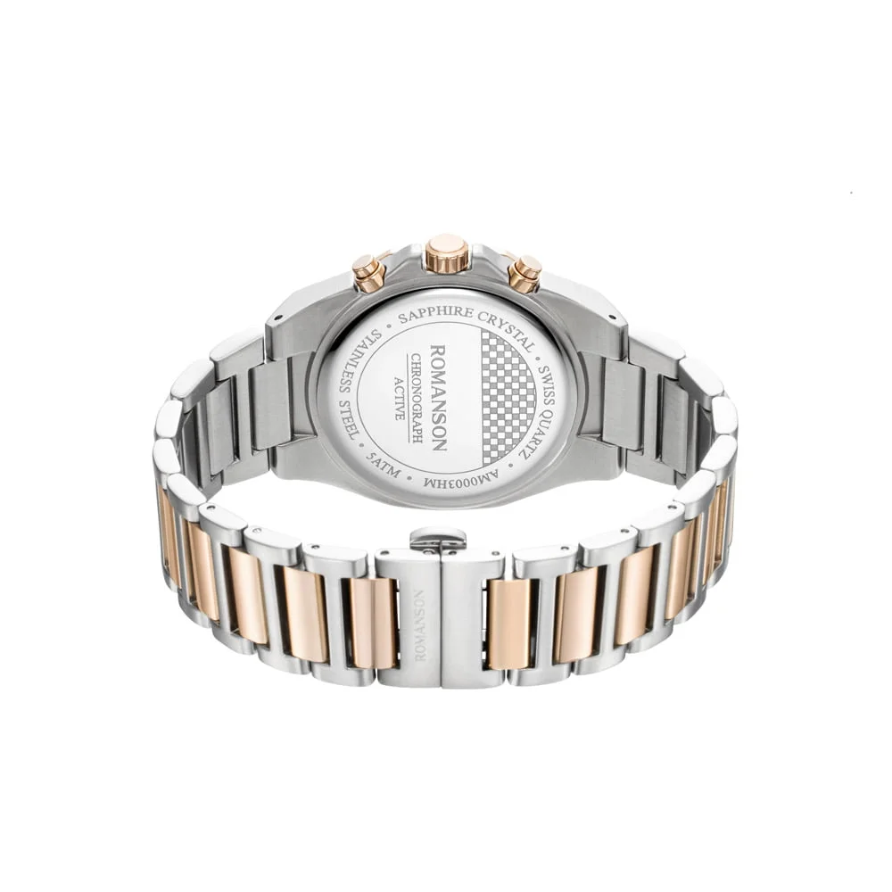 Romanson Black Dial Stainless Steel Strap Chronograph Watch for Men - Image 10