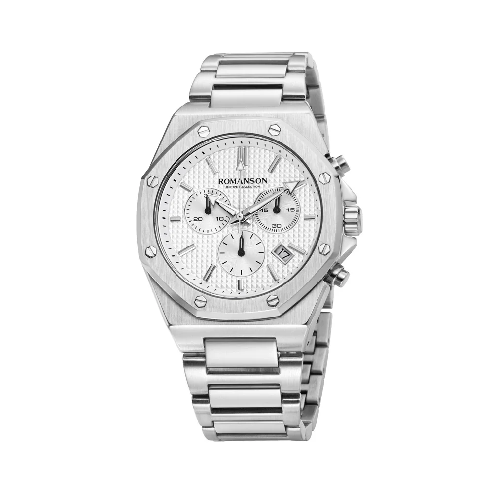 Romanson Black Dial Stainless Steel Strap Chronograph Watch for Men - Image 17