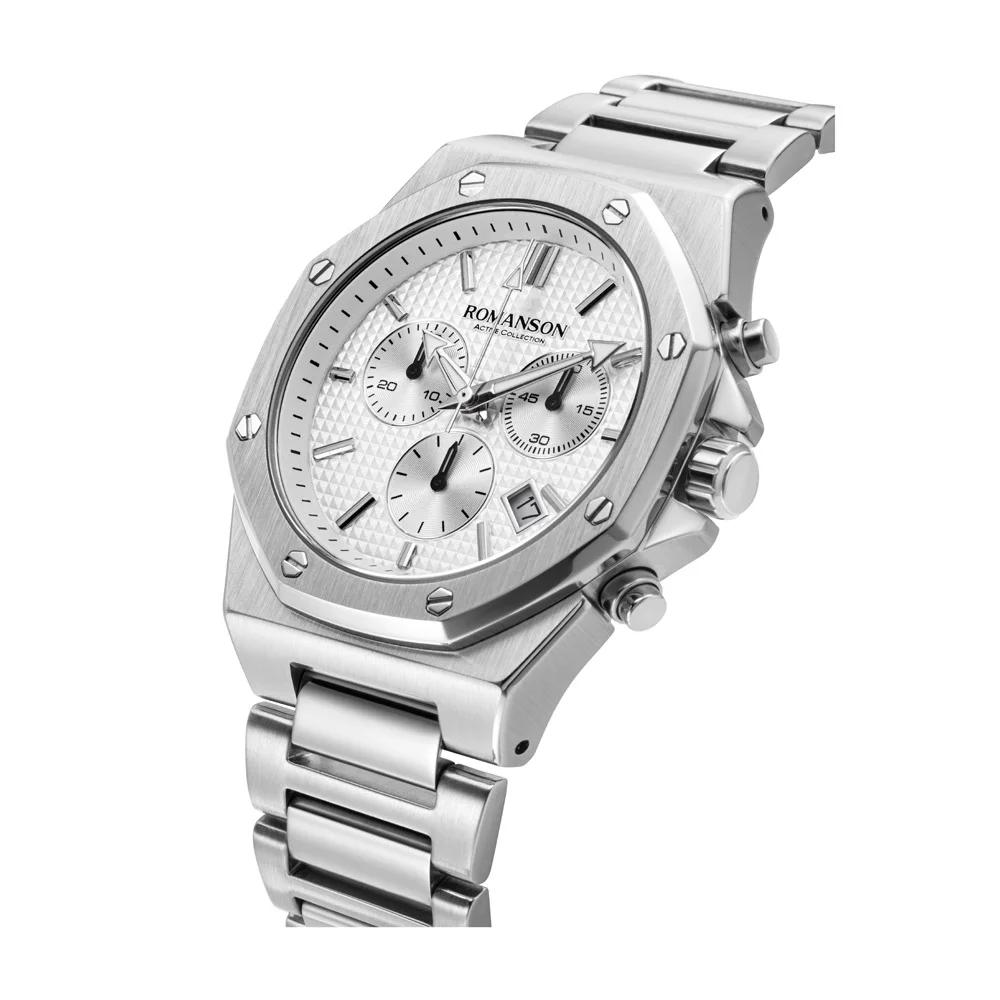 Romanson Black Dial Stainless Steel Strap Chronograph Watch for Men - Image 18