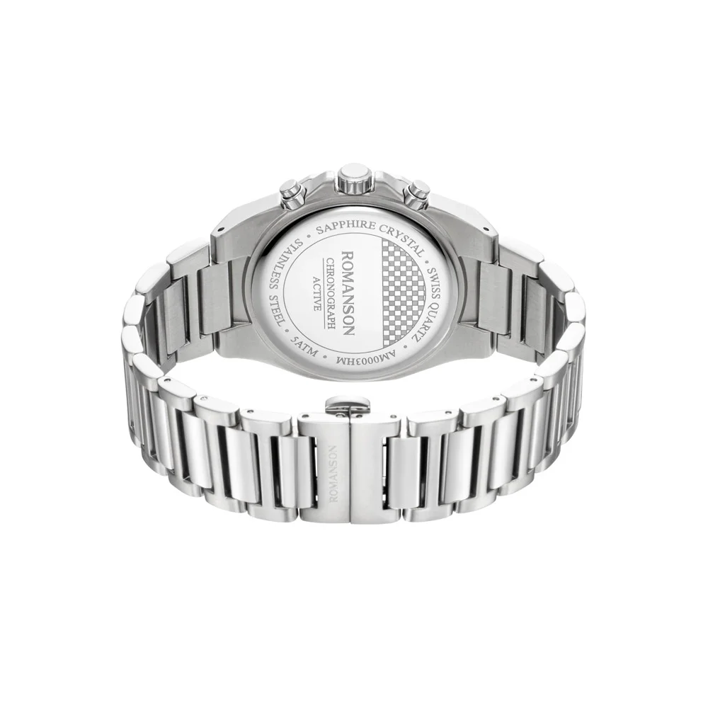 Romanson Black Dial Stainless Steel Strap Chronograph Watch for Men - Image 20