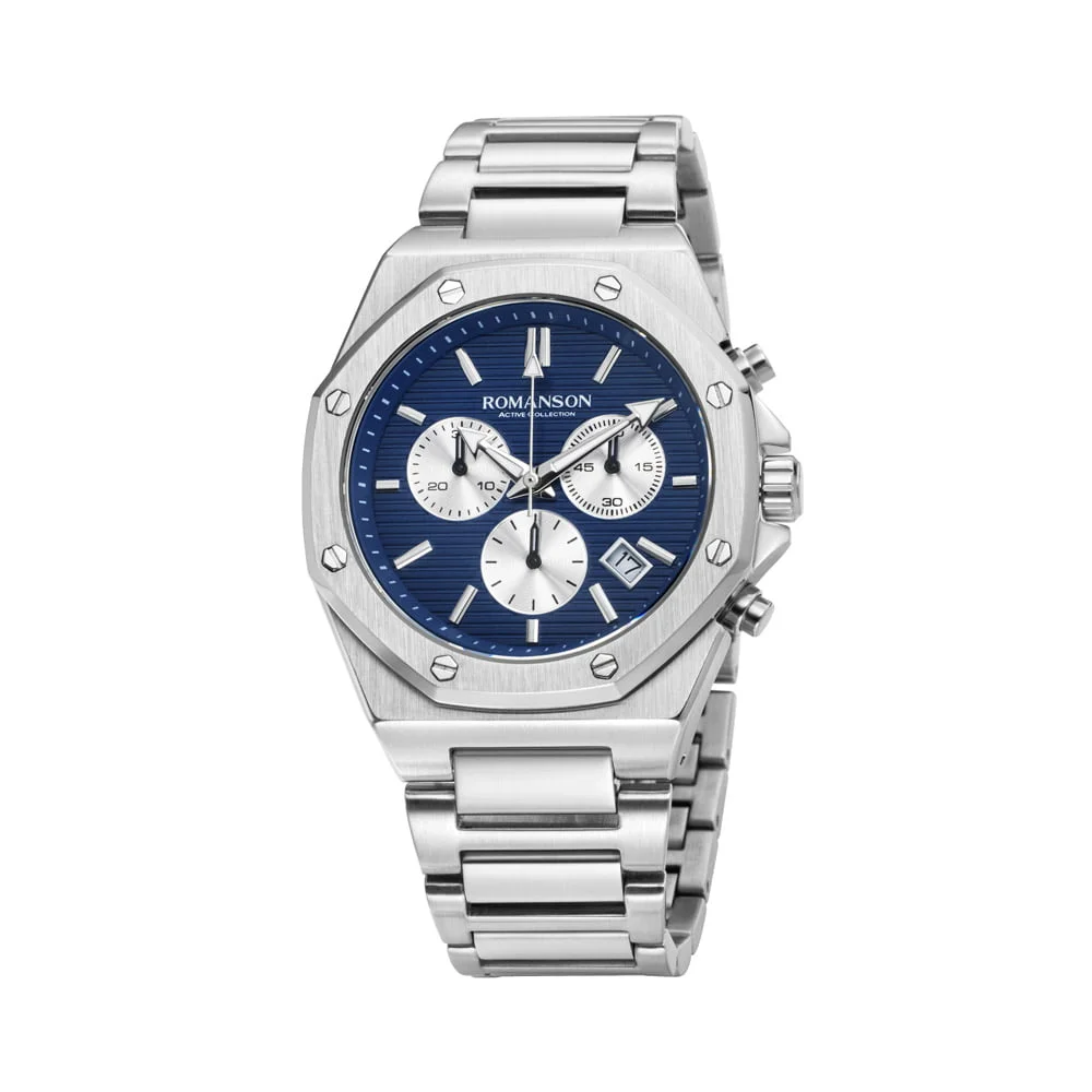 Romanson Black Dial Stainless Steel Strap Chronograph Watch for Men - Image 12