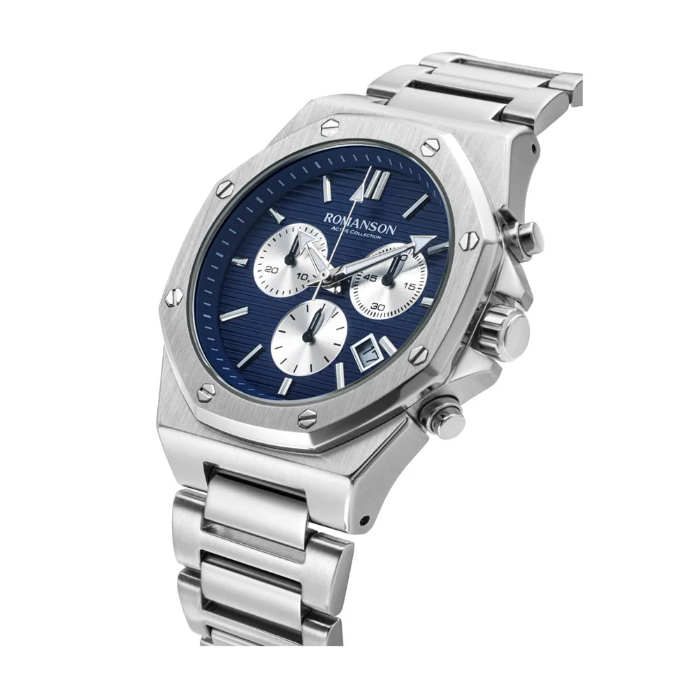 Romanson Black Dial Stainless Steel Strap Chronograph Watch for Men - Image 13