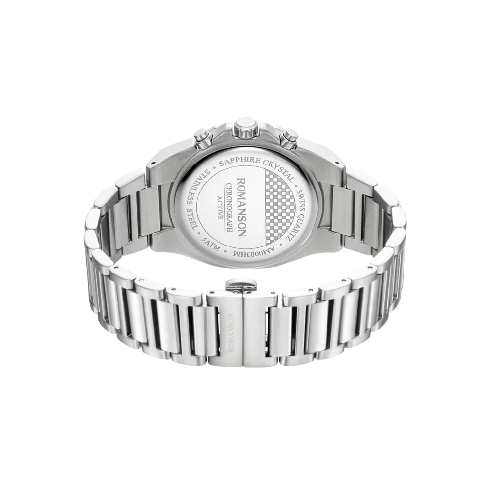 Romanson Black Dial Stainless Steel Strap Chronograph Watch for Men - Image 15