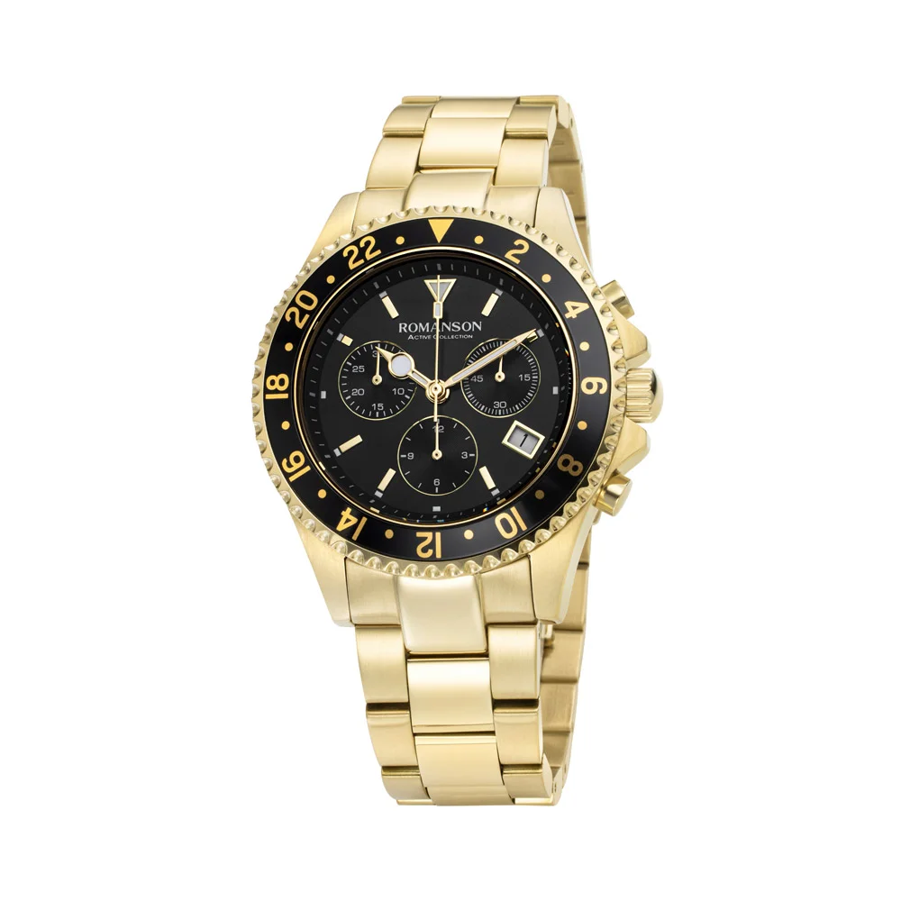 Romanson Black Dial Stainless Steel Strap Chronograph Watch for Men - Image 2