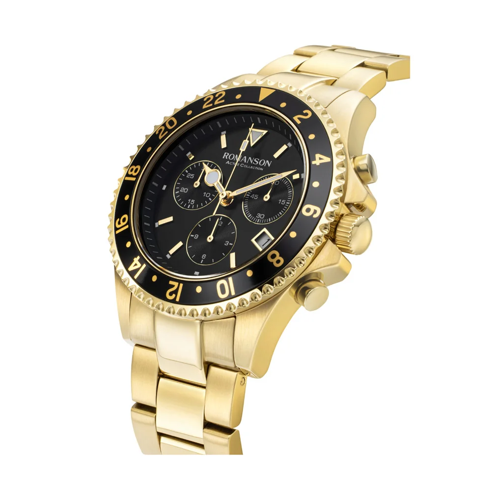 Romanson Black Dial Stainless Steel Strap Chronograph Watch for Men - Image 3