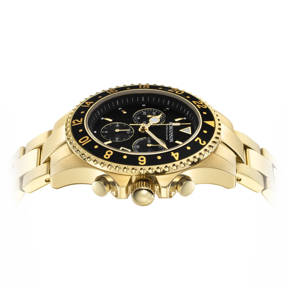 Romanson Black Dial Stainless Steel Strap Chronograph Watch for Men - Image 4