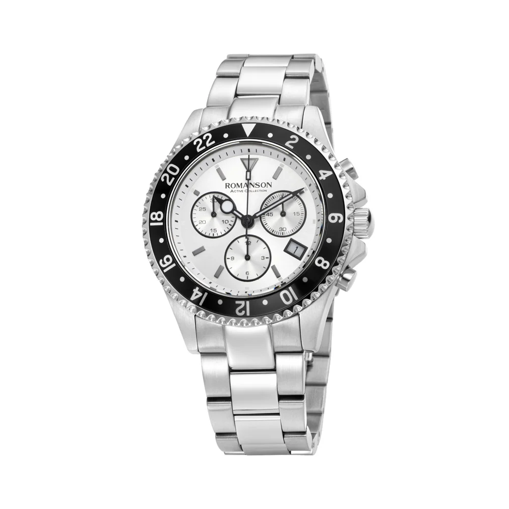 Romanson Black Dial Stainless Steel Strap Chronograph Watch for Men - Image 12