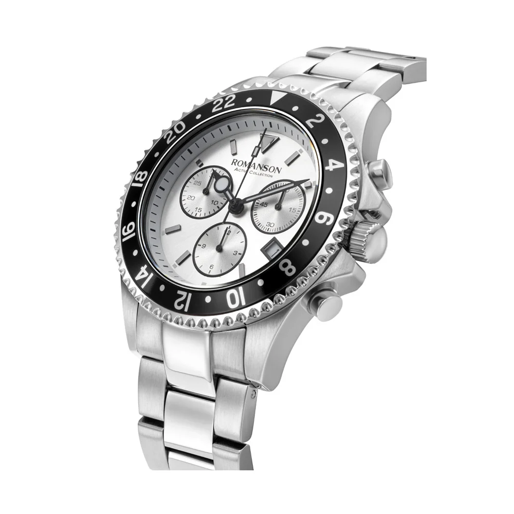 Romanson Black Dial Stainless Steel Strap Chronograph Watch for Men - Image 13