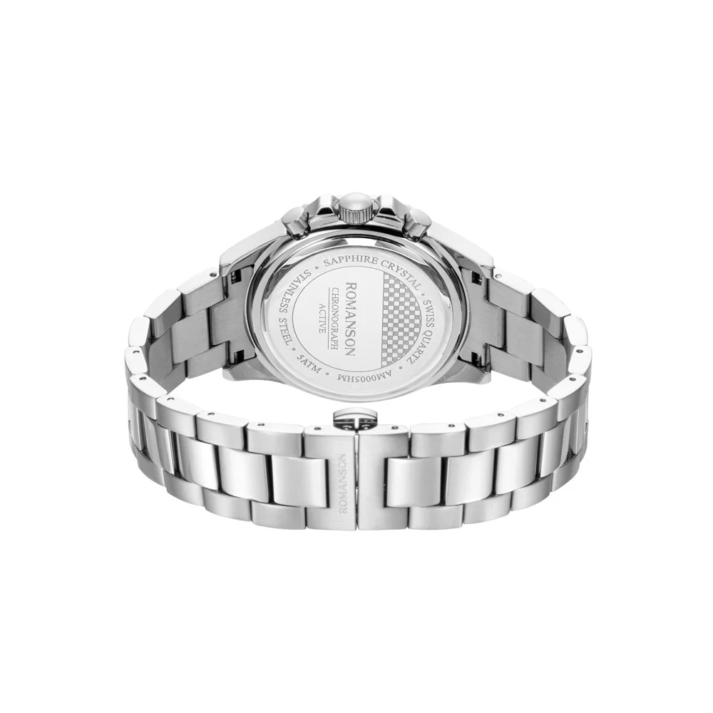 Romanson Black Dial Stainless Steel Strap Chronograph Watch for Men - Image 15