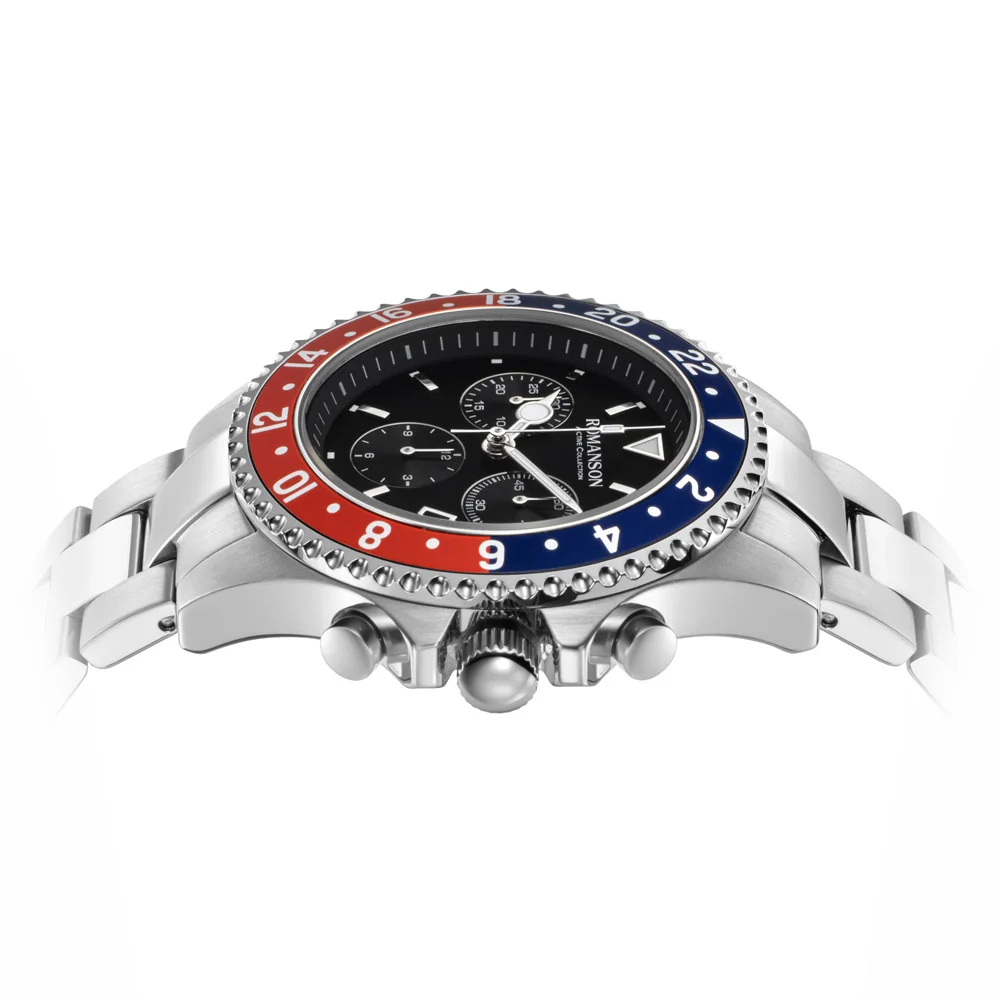 Romanson Black Dial Stainless Steel Strap Chronograph Watch for Men - Image 9
