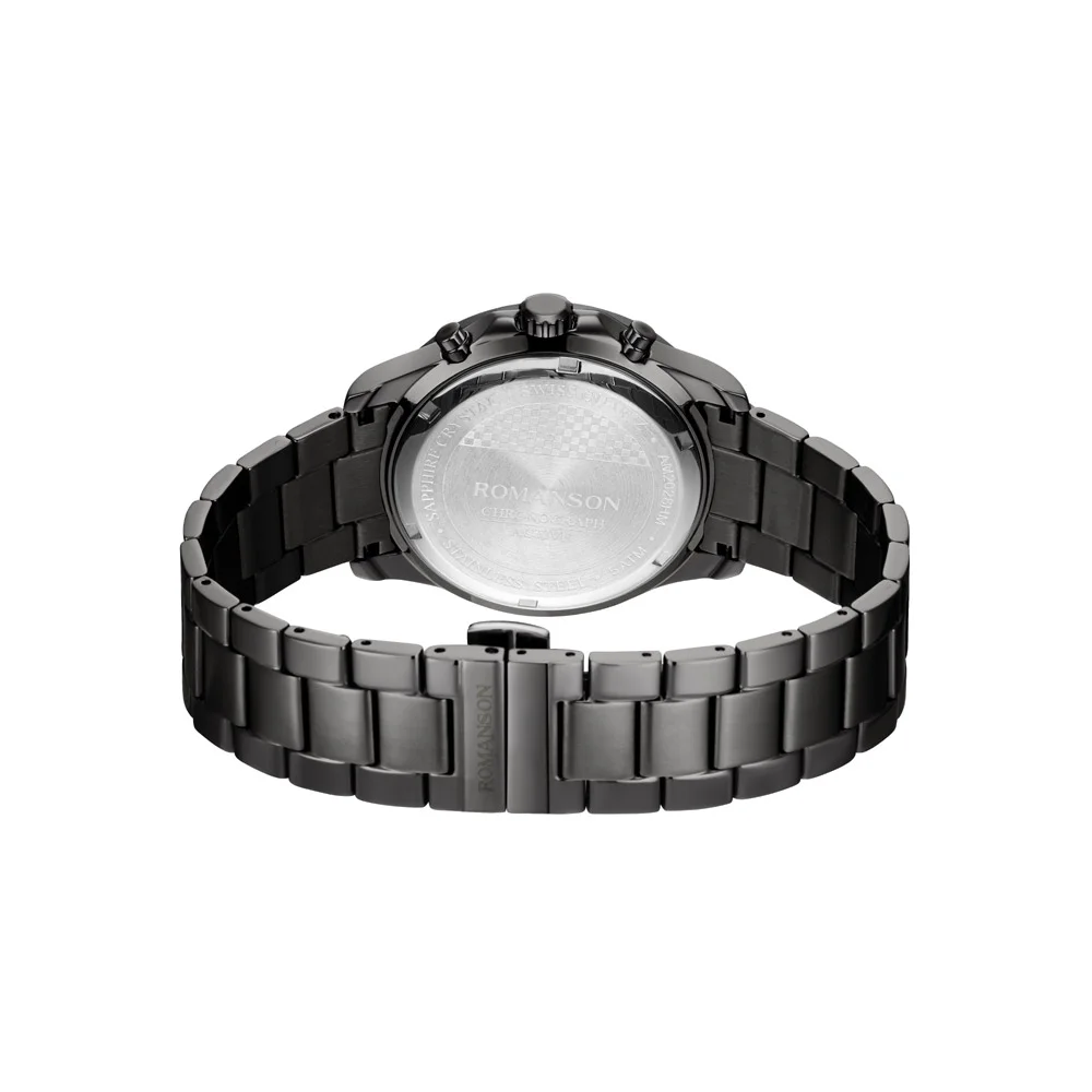 Romanson Black Dial Stainless Steel Strap Chronograph Watch for Men - Image 5