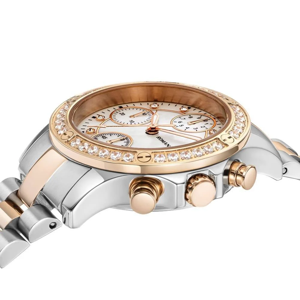 Romanson Women's Black Dial Stainless Steel Strap Chronograph Watch - Image 9