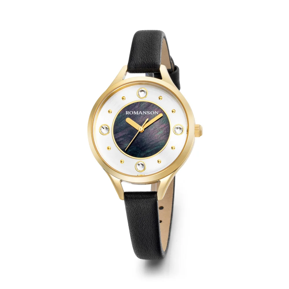 Romanson White Dial Leather Strap Analog Watch for Women - Image 2