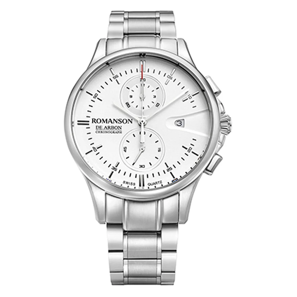 Romanson Black Dial Stainless Steel Strap Chronograph Watch for Men - Image 3