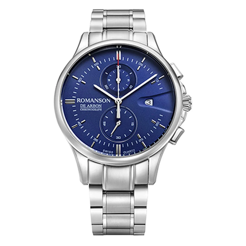 Romanson Black Dial Stainless Steel Strap Chronograph Watch for Men - Image 4