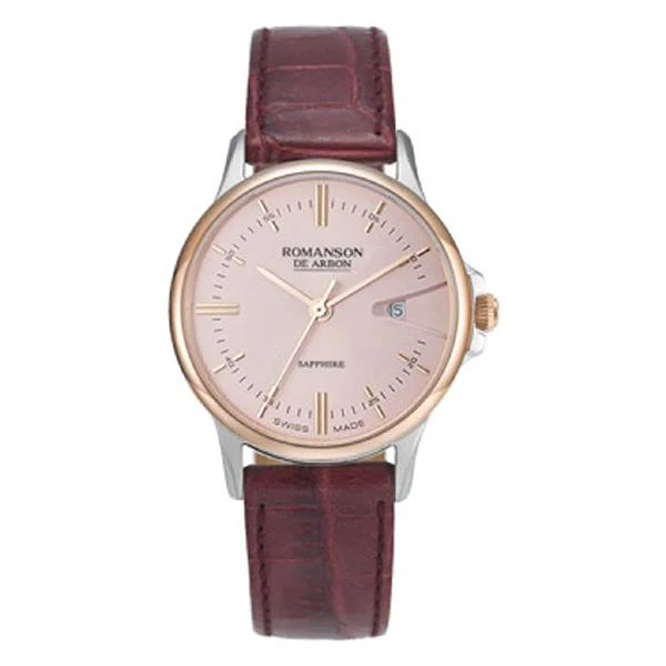 Romanson White Dial Analog Leather Strap Watch for Women - Image 6