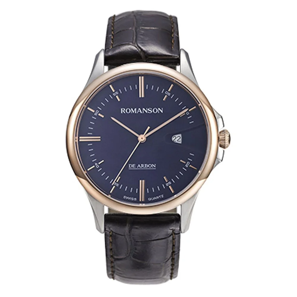 Romanson Blue Dial Analog Leather Strap Watch for Men - Image 3