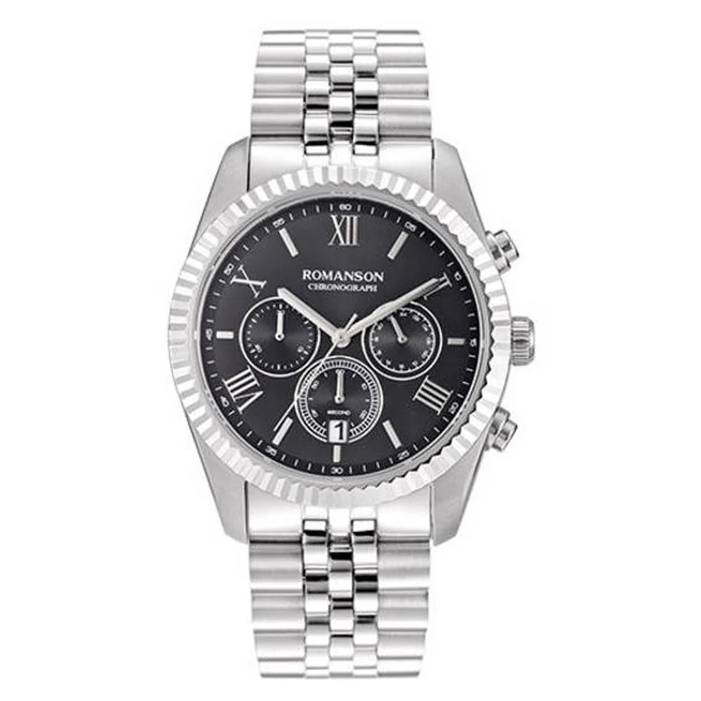 Romanson Silver Dial Stainless Steel Strap Chronograph Watch for Men - Image 2