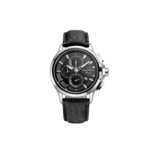 Romanson PB3234HMDBK, Romanson Chronograph Watch, Romanson Black Leather Strap Watch, Romanson 43mm Men’s Watch, Romanson Sapphire Glass Chronograph, Luxury Chronograph Watches for Men, Romanson Men’s Watches Online, Romanson Premium Collection