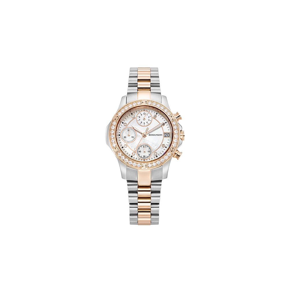 Romanson RM7000QLJWH Women’s Bi-color Chronograph Watch